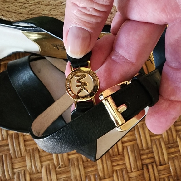 MICHAEL KORS Black Leather JALITA Jute PLATFORM Strappy MK Logo SANDALS - Picture 12 of 16